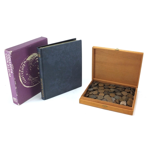 630 - Large selection of British pre decimal one pennies and an album of pre decimal coins