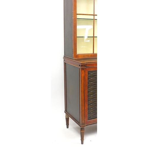 7 - Mahogany bookcase, fitted with a pair of glazed doors enclosing three adjustable glass shelves, abov... 