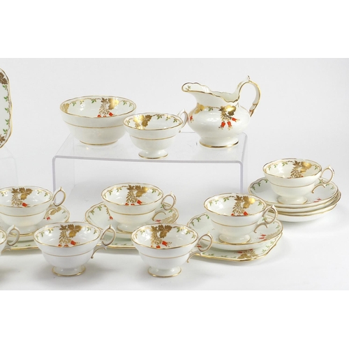 647 - Hammersley & Co tea service, hand gilded with flowers, pattern no 1283