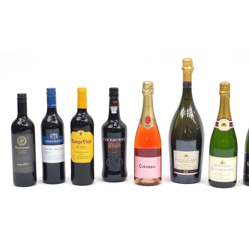 500 - Eleven bottles of alcohol including 1.5L Conegliano Prosecco and red wines