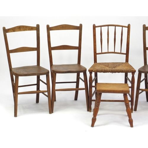 111 - Five occasional chairs including a Bentwood example and a stool