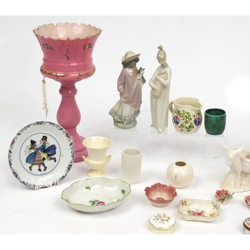 584 - Victorian and later china and glassware including Meissen floral encrusted jug, Lladro figurine, Wed... 