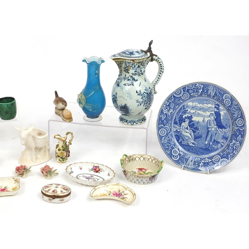 584 - Victorian and later china and glassware including Meissen floral encrusted jug, Lladro figurine, Wed... 