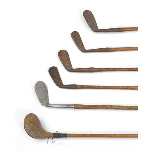 642 - Group of vintage wooden shafted golf clubs