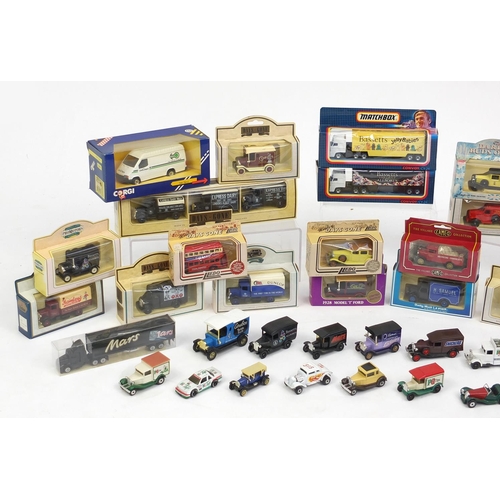 278 - Mostly die cast vehicles, some boxed including Matchbox and Lledo advertising examples