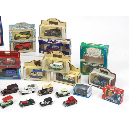 278 - Mostly die cast vehicles, some boxed including Matchbox and Lledo advertising examples