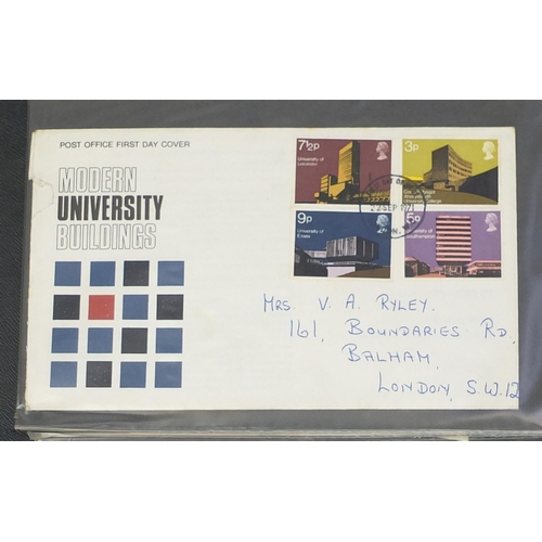 717 - First day covers arranged in three albums and a selection of stamp sheets