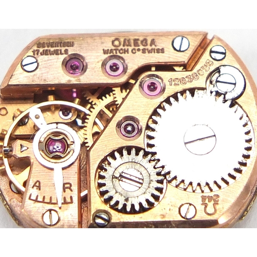 381 - Ladies Omega wristwatch movement, numbered 12838025 to the movement