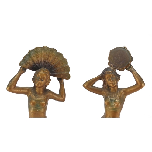 184 - Pair of Spelter Art Deco figurines, 35cm high