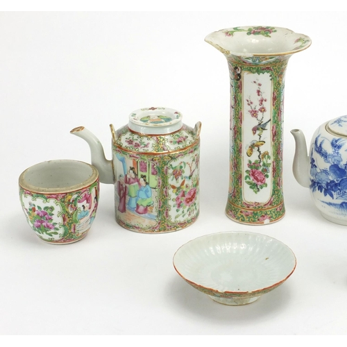 249 - Oriental china including a Canton teapot and vases