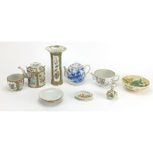 249 - Oriental china including a Canton teapot and vases