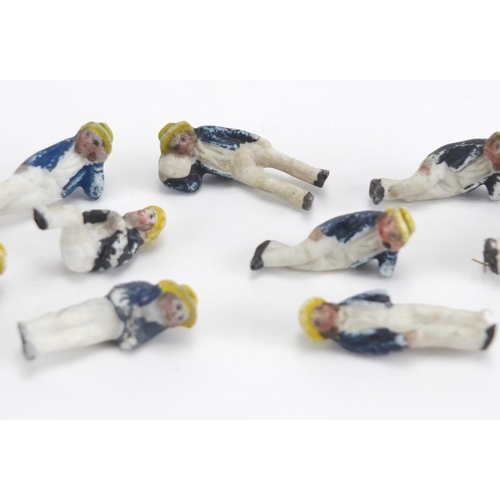 557 - Ten miniature Victorian Bisque figures, 3.5cm high