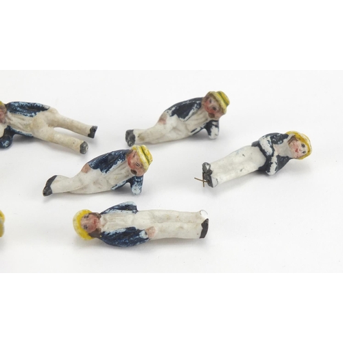 557 - Ten miniature Victorian Bisque figures, 3.5cm high