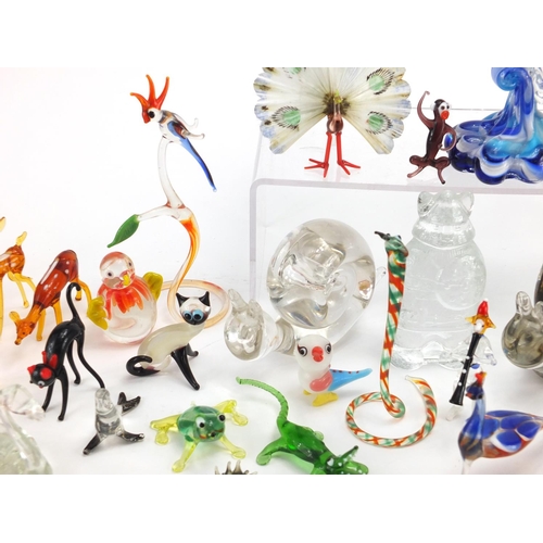 472 - Group of hand blown glass animals and glass paperweights including Wedgwood examples