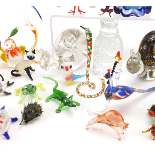 472 - Group of hand blown glass animals and glass paperweights including Wedgwood examples