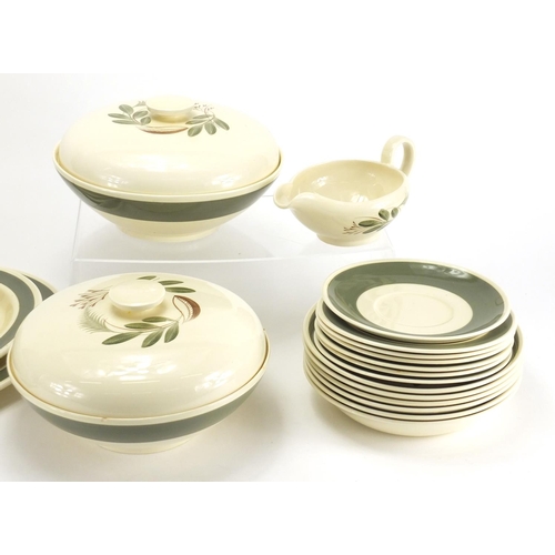 268 - Susie Cooper dinnerware including meat plate and lidded tureens