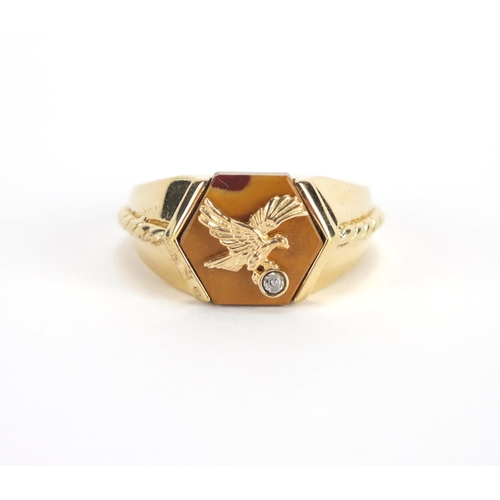 336 - Sterling silver gilt college design ring, approximate weight 15.3g