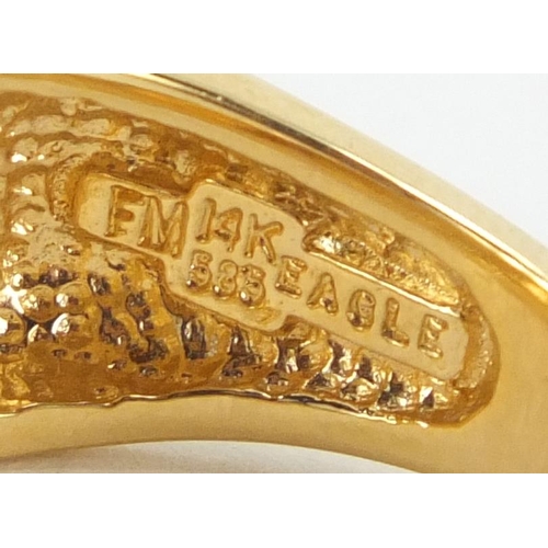 336 - Sterling silver gilt college design ring, approximate weight 15.3g