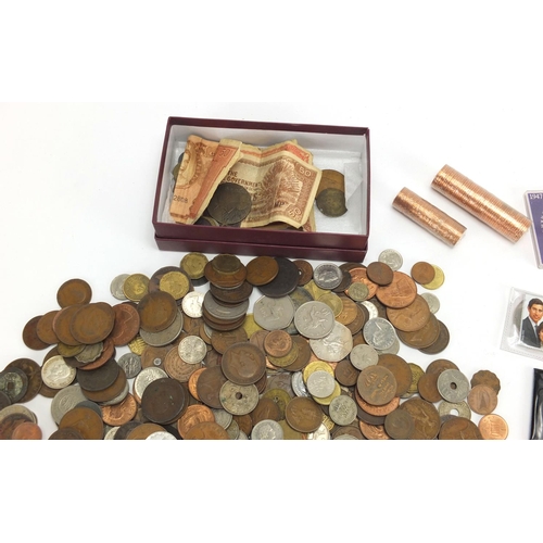 413 - Large selection of World coinage, Commemorative crowns and some banknotes