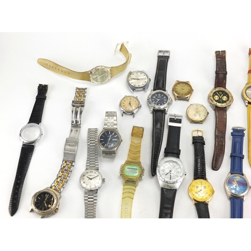 419 - Vintage and later ladies and gentleman's wristwatches including Lorus, Swatch and Sekonda examples