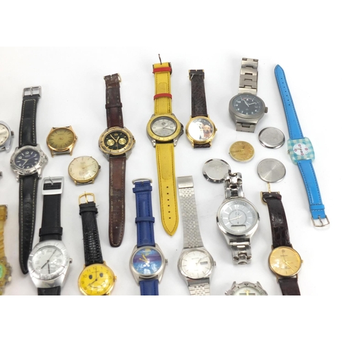 419 - Vintage and later ladies and gentleman's wristwatches including Lorus, Swatch and Sekonda examples