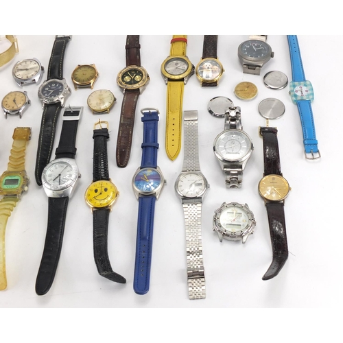 419 - Vintage and later ladies and gentleman's wristwatches including Lorus, Swatch and Sekonda examples