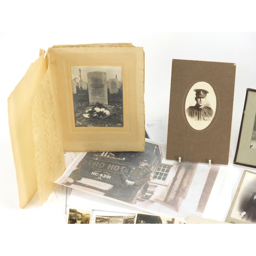 738 - Group of ephemera including Victorian black and white cabinet cards and Military interest photograph... 