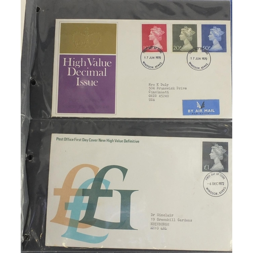 721 - First Day covers, some with Special post marks arranged in an album, some Benhams