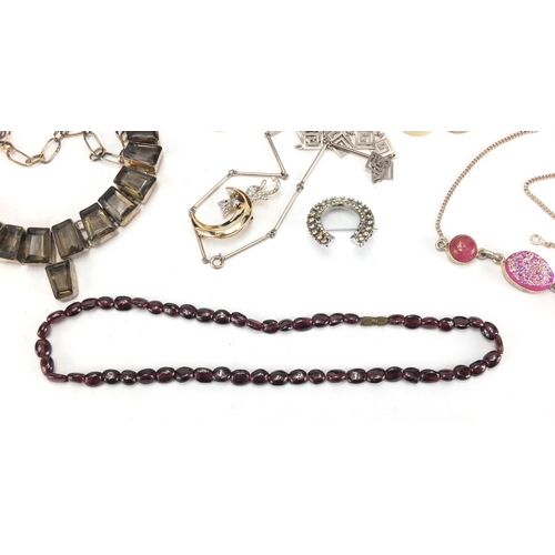 374 - Vintage and later jewellery including silver  necklaces, earrings and brooches