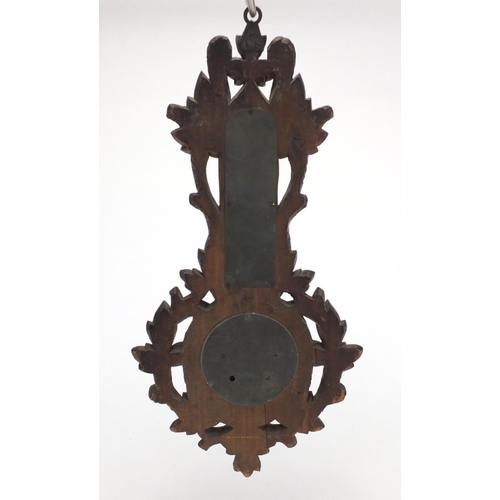 289 - Carved Black forest barometer, the dial marked F.Majer-Strassburg, 40cm high