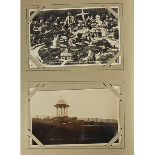 747 - Predominantly local interest postcards, some black and white photographic, arranged in an album incl... 