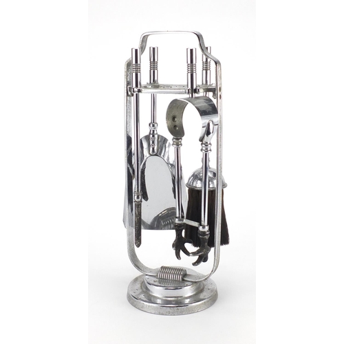 195 - Art Deco chrome fire companion set