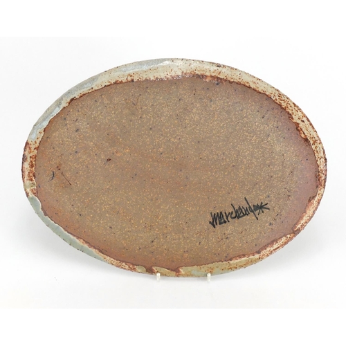 656 - Judith Marchand Studio potter platter, 37cm in length