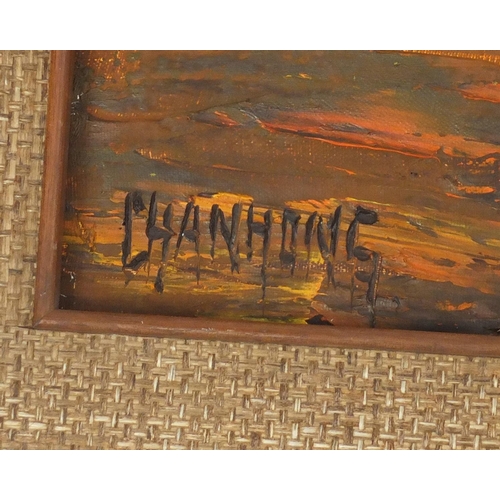 174 - Chanhding? Oriental junks, framed, 75cm x 50cm