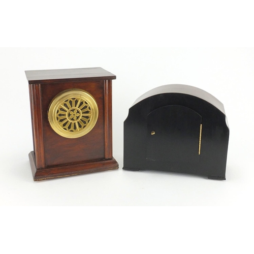 180 - Two mahogany cased striking mantel clocks