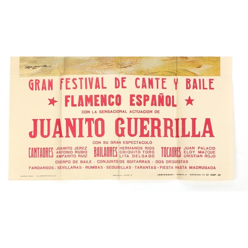 730 - Vintage Spanish poster, Cartel De Flamenco, 97cm x 53cm