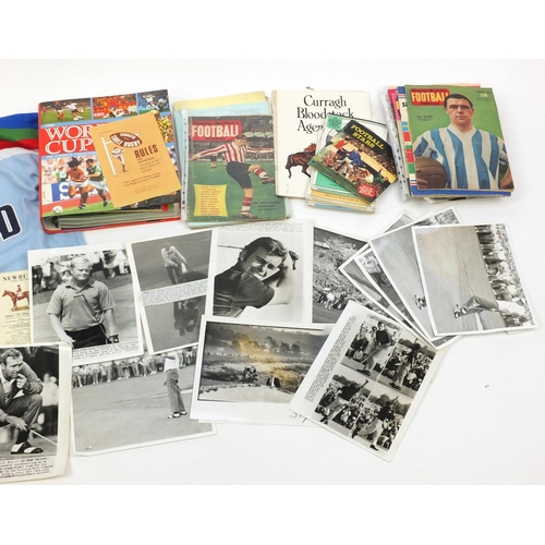 454 - Sport ephemera including press photographs, caps and an England cricket top signed by Kevin Peterson