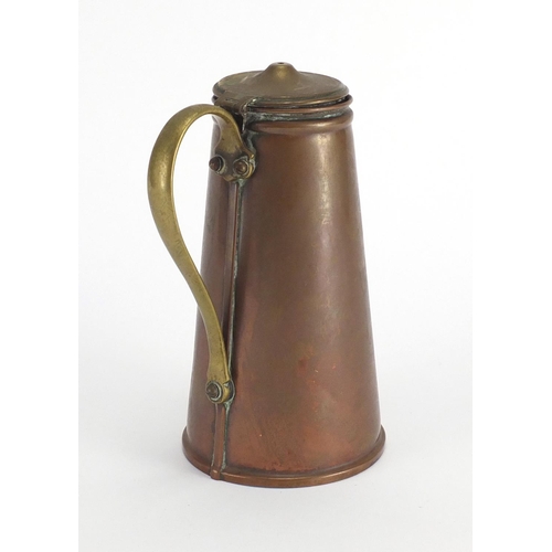 242 - Art Nouveau copper and brass flagon by Benson, 19cm high