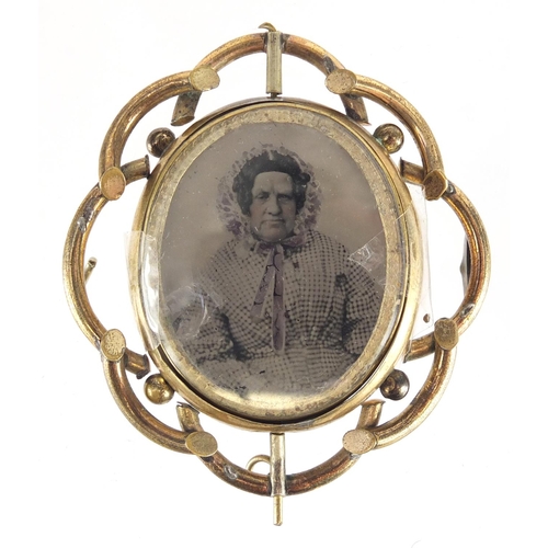 378 - Victorian cameo mourning brooch of  a classical figure, 6.5cm in high