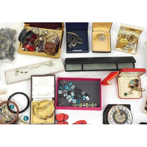 414 - Large selection of vintage and later jewellery including necklaces, wristwatches, brooches and earri... 