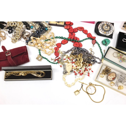 414 - Large selection of vintage and later jewellery including necklaces, wristwatches, brooches and earri... 