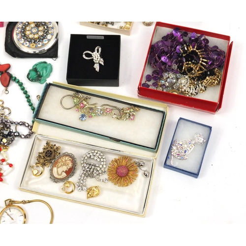 414 - Large selection of vintage and later jewellery including necklaces, wristwatches, brooches and earri... 