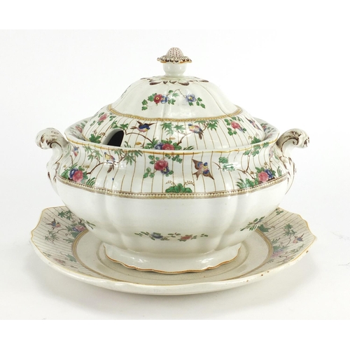 483 - Booths Springtime pattern tureen with cover on stand