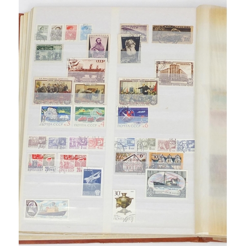 711 - World stamps arranged in five albums together with two empty Davo albums