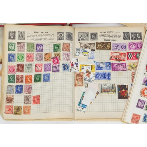 711 - World stamps arranged in five albums together with two empty Davo albums