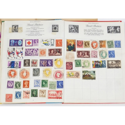 711 - World stamps arranged in five albums together with two empty Davo albums