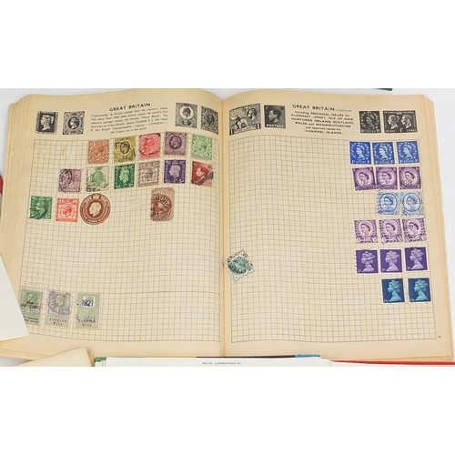 711 - World stamps arranged in five albums together with two empty Davo albums