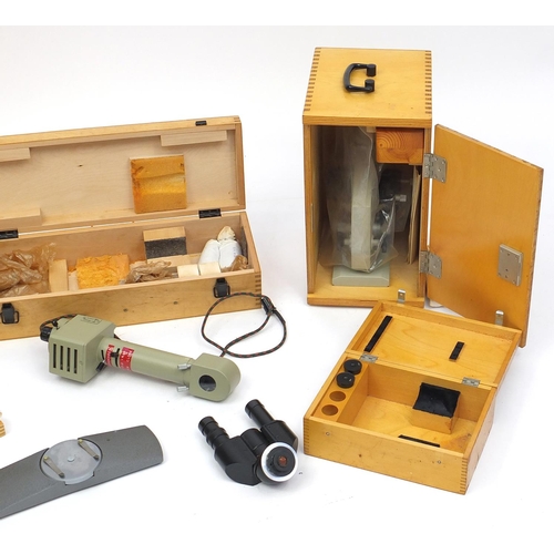 260 - Optical equipment including two microscopes, all cased