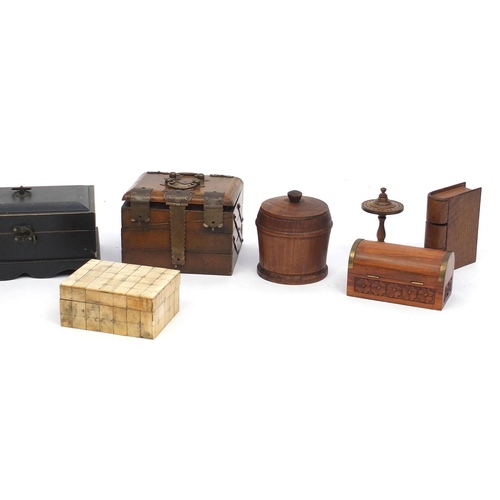 678 - Wooden boxes including jewellery and money boxes