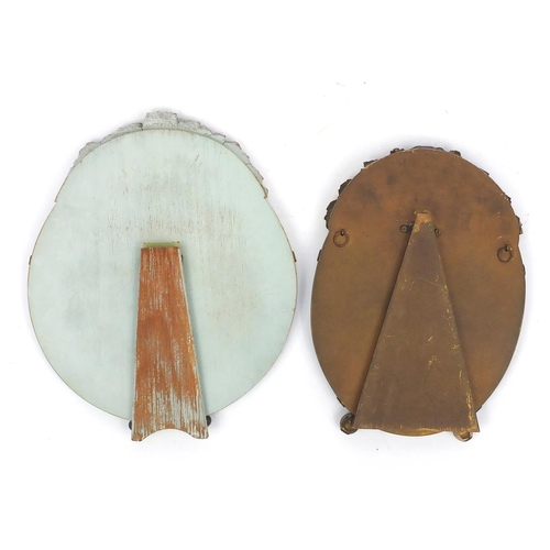 432 - Two Barbola easel mirrors with bevelled edge, approximately 30cm high